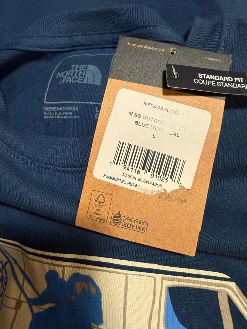 NWT The North Face Outdoor Free Short Sleeved Tee in Blue Wing Teal